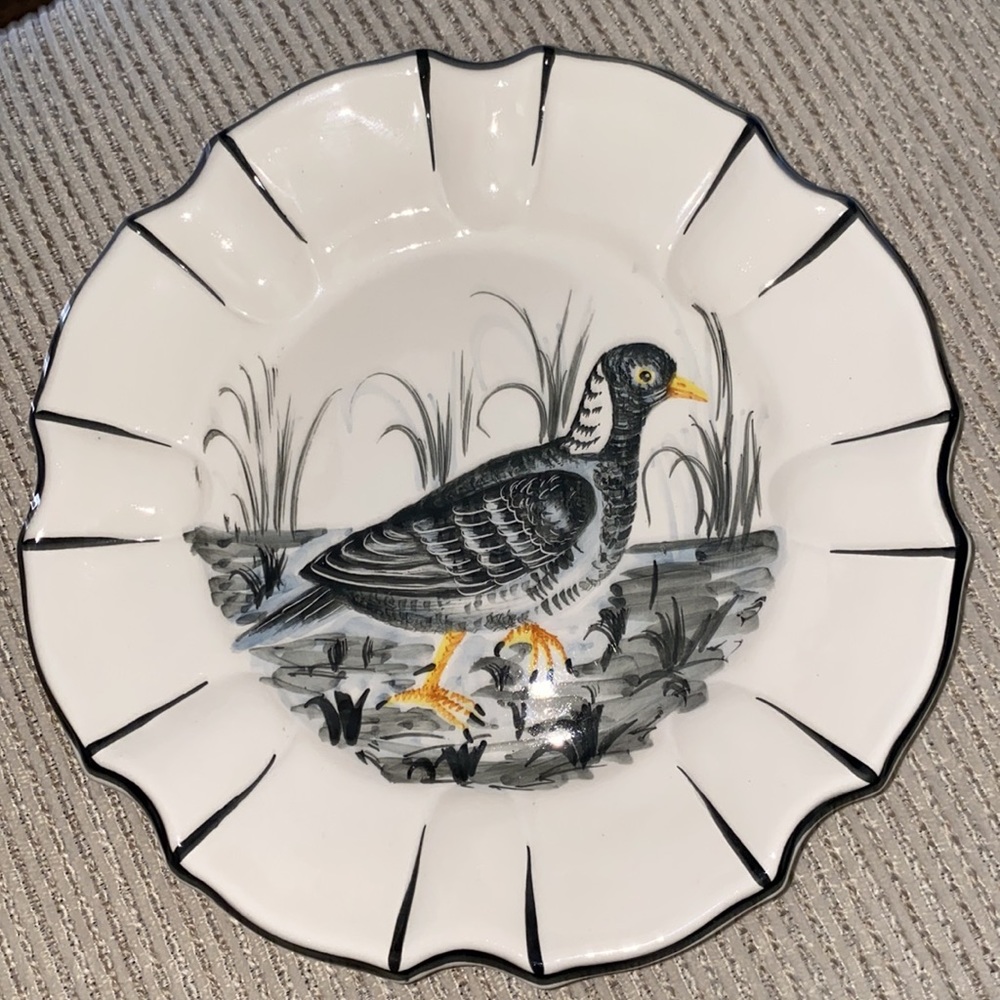 Black & White hand painted bird made in Italy